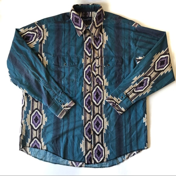 Vintage Wrangler Aztec Pearl Snap Shirt 